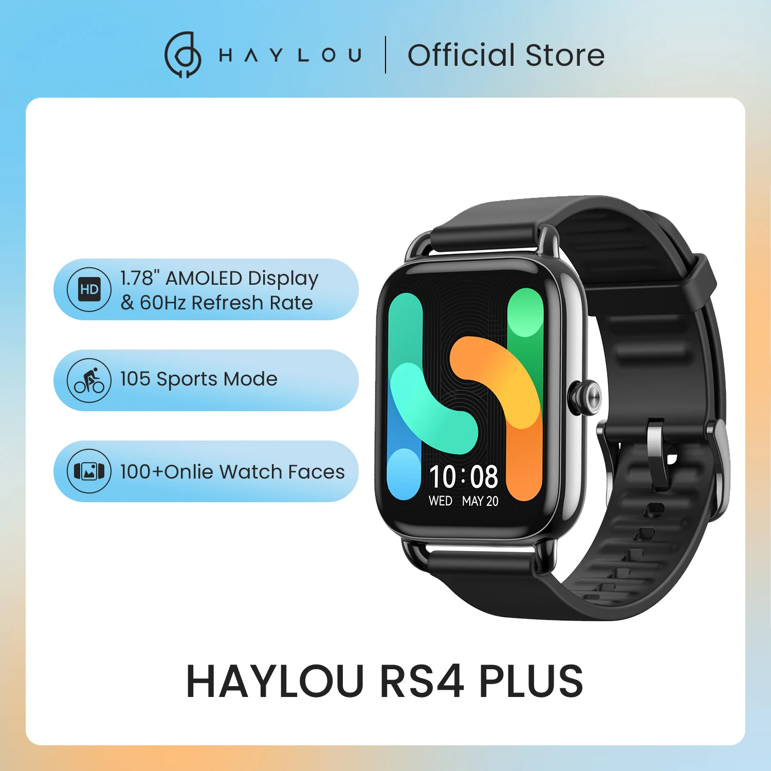 HAYLOU RS4 Plus Smartwatch para homens e mulheres, 1,78 