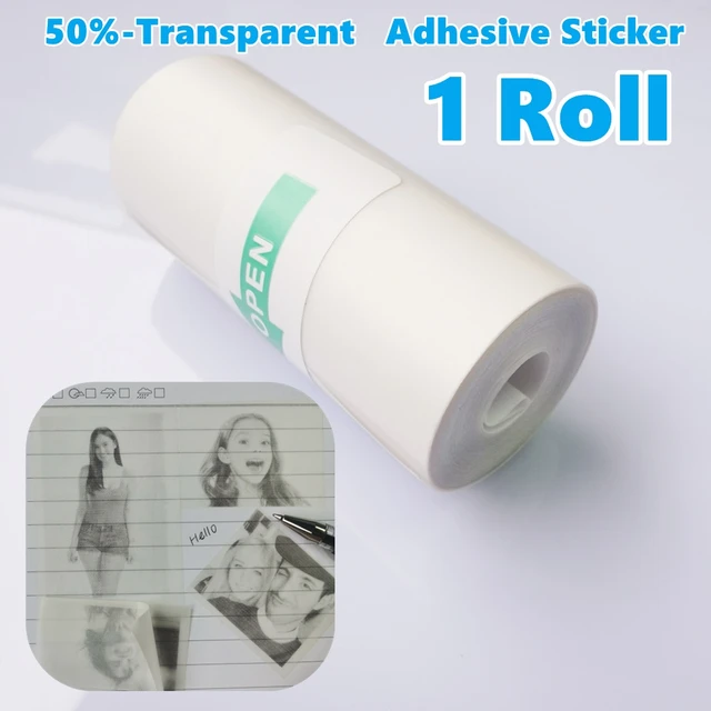 Mini Printer Paper 57mm Width Color White Continuous Paper Self-Adhesive  Transparent Sticker Rolls for Portable
