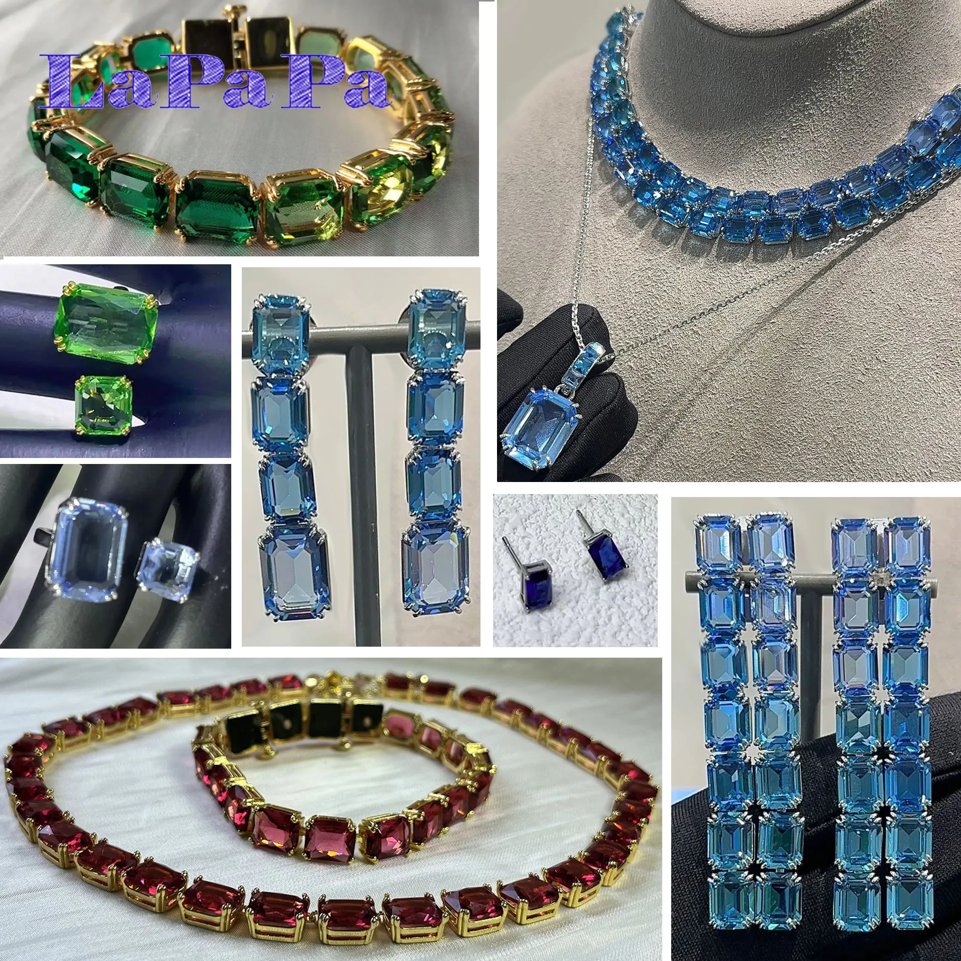 2025 New Original High-end Jewelry Set Fashion Square Cut Crystal Luxury Brand for Women Necklace Bracelet Ring Memorial Gift 1