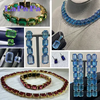 2025 New Original High-end Jewelry Set Fashion Square Cut Crystal Luxury Brand for Women Necklace Bracelet Ring Memorial Gift 1