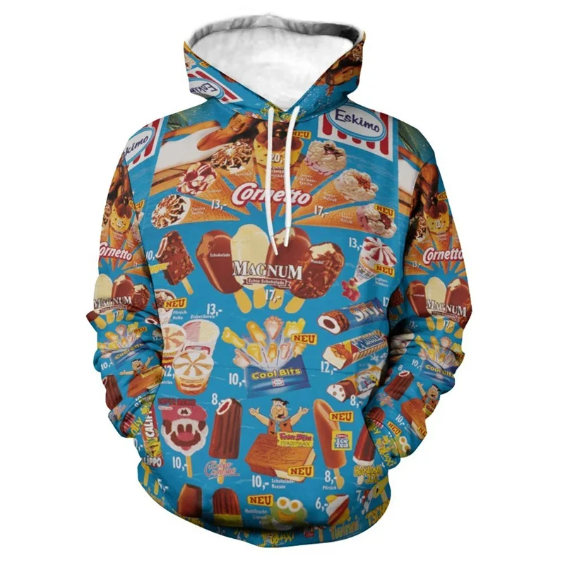 thumbnail image 1 of Sudadera con capucha con estampado de helado para hombre, sudaderas con capucha con estampado 3D de helado, mangas largas, sudaderas casuales de otoño, sudaderas con capucha, suéteres sueltos, 1 of 5