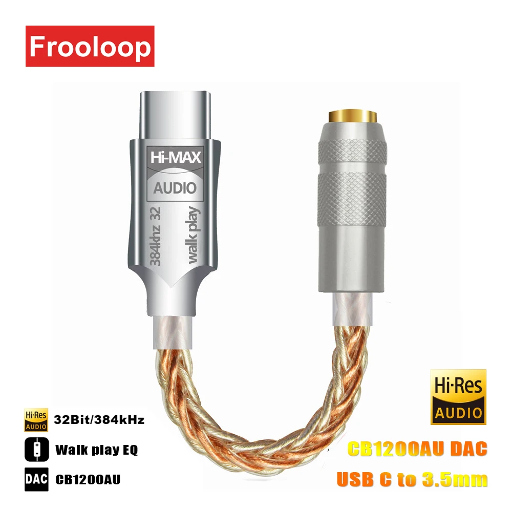 CX31993-Adaptador tipo C a conector de 3,5mm, convertidor HiFi CB1200AU, EQ, tonificación, Walk Play, tipo C, cola de ratón, Audio AUX a USB-C, 32 bits