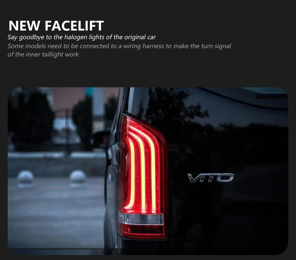 AKD Tail Lamp for Benz Vito W447 LED Tail Light 2016-2021 Vito Rear Fog Brake Turn Signal Automotive Accessories