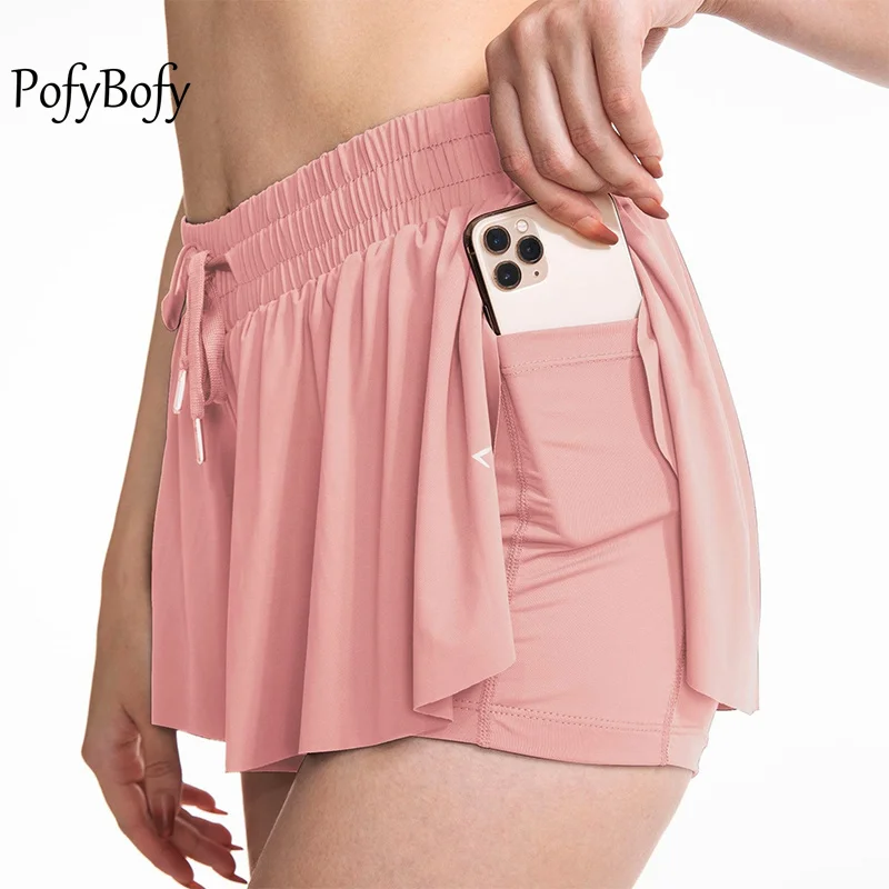

PofyBofy регулируемая эластичная юбка с боковым карманом и цветочным узором, короткая юбка для йоги, фитнеса, тренировок, Повседневная Женская удобная летняя спортивная одежда