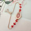 New Elegant Watch for Women Rhinestone Inlaid for Clover Lady Watches Oval Fashion Quartz Wristwatch Bracelet Clocks Reloj Mujer 5