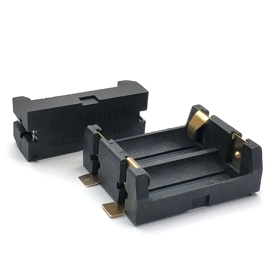 CR123A 16340 SMD SMT THM Battery Holder LIR123A Battery Storage Box Pin Type Gold Plated Patch battery holder