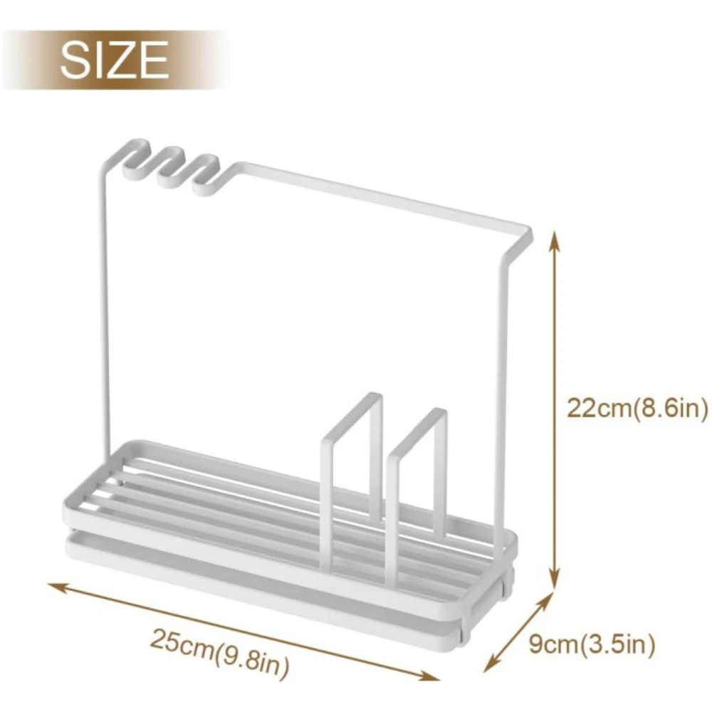 Kitchen Storage Rack Towel Sponge Drain Racks Sink Desktop Organizer Accessories Carbon Steel Brush Storage Bathroom Soap Holder 3