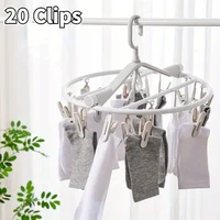 Folding Clothes Dryer Hanger 20 Clips Clothes Dryer Multifunctional Windproof Socks Underwear Plastic Drying Rack Home Gadgets 1