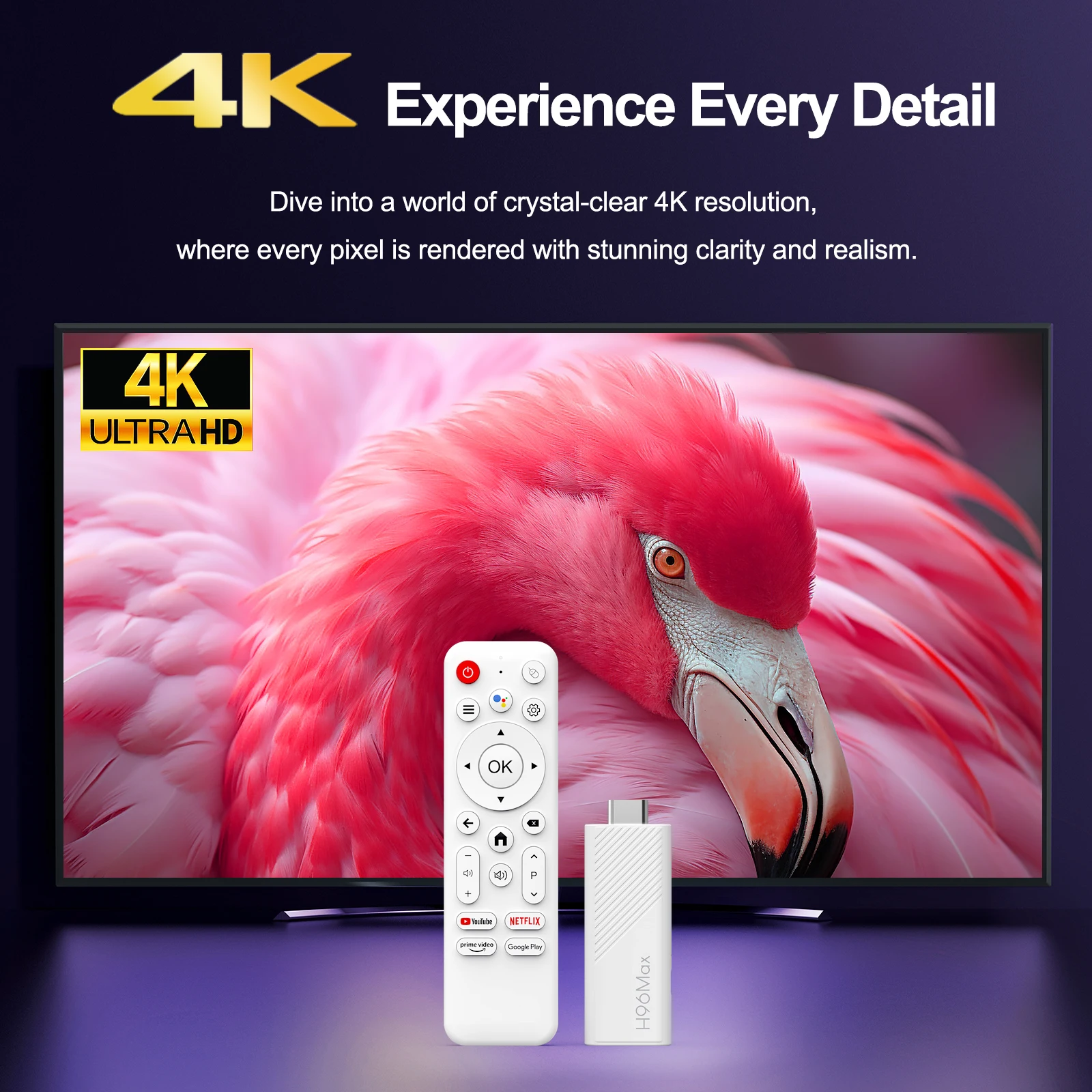 H96 Max H313 TV Stick Android 14.0 Support 4K Wifi6 BT5.0 Quad Core ARM Cortex A