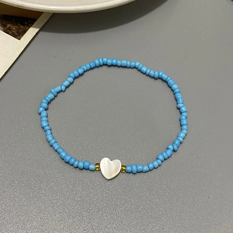 Nature Shell Love Heart Bracelet - Handmade Jewelry for Girls and Women Cute Romantic Gift