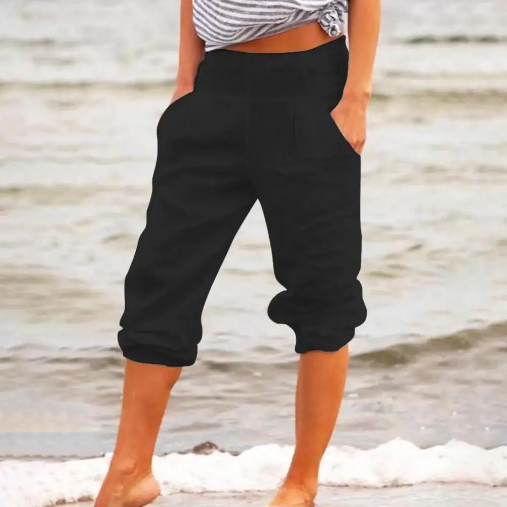 Stylish Women Capri Pants Pockets Clothes Capri Pants Solid Color Loose Capri  Pants - Pants u0026 Capris - AliExpress