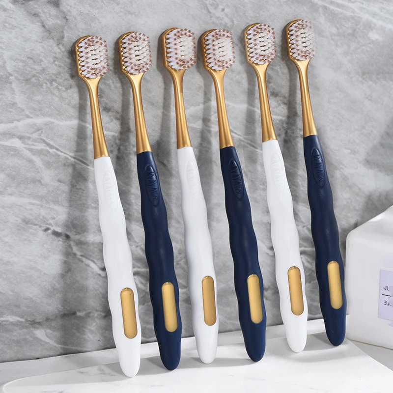 6Pcs 소프트 롱 헤드 성인용 큰 헤드 칫솔 와이드 헤드 편안한 치아 슈퍼 소프트 구강 청소 브러쉬