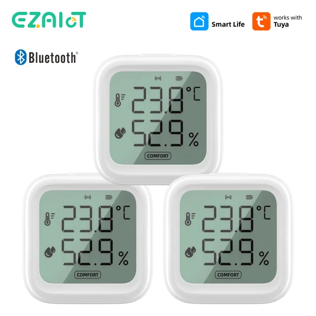 Tuya bluetooth smart home temperature and humidity sensor with LCD screen App remote control works with Alexa/Google Assistant
