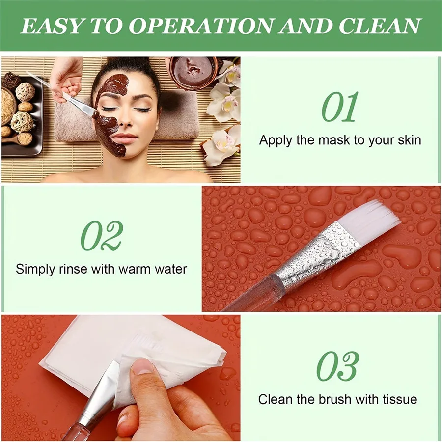 6pcs set of facial mask brushes, facial application brushes, beautician brushes with hollow transparent plastic handles