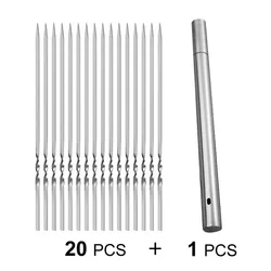 Premium Stainless Steel Reusable Barbecue Skewers with Storage Tube - Ideal for Grilling and Outdoor Cooking (20pcs forks  1 Tube)