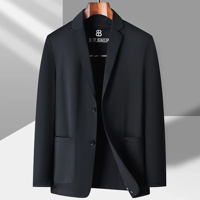 2023 Fashion Ice Silk Men's Blazer High-quality Black Gray  Business Formal Sunscreen Slim Jacket Boutique Casual Chic Male Coat