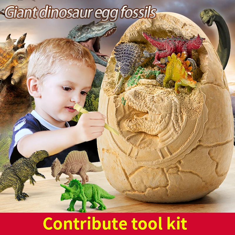Children archaeology dig dinosaur eggs toy dinosaur fossils Boys and girls diy handmade blind box dig earth dig treasure puzzle