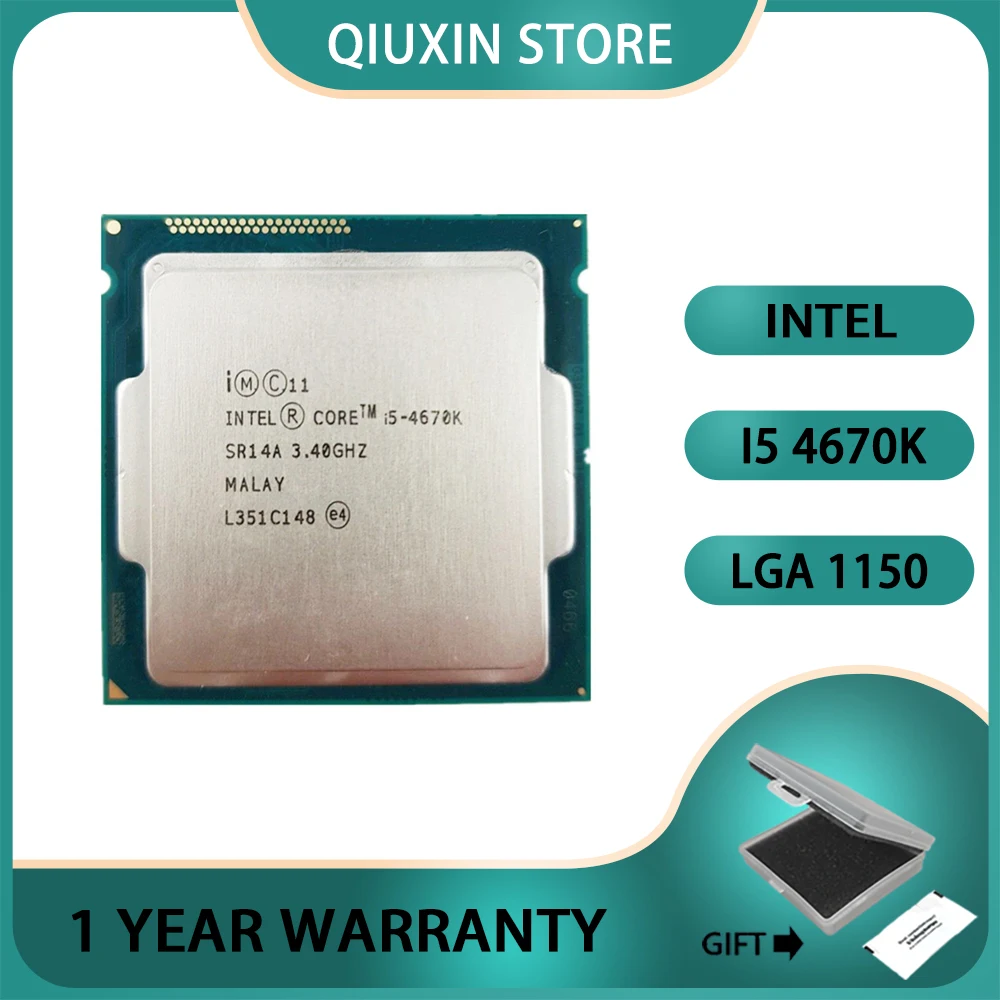 

Intel Core i5-4670KCPU 3.4 GHz Quad-Core Quad-Thread 84W 6M LGA 1150 i5 4670K I5 4670 K Processor