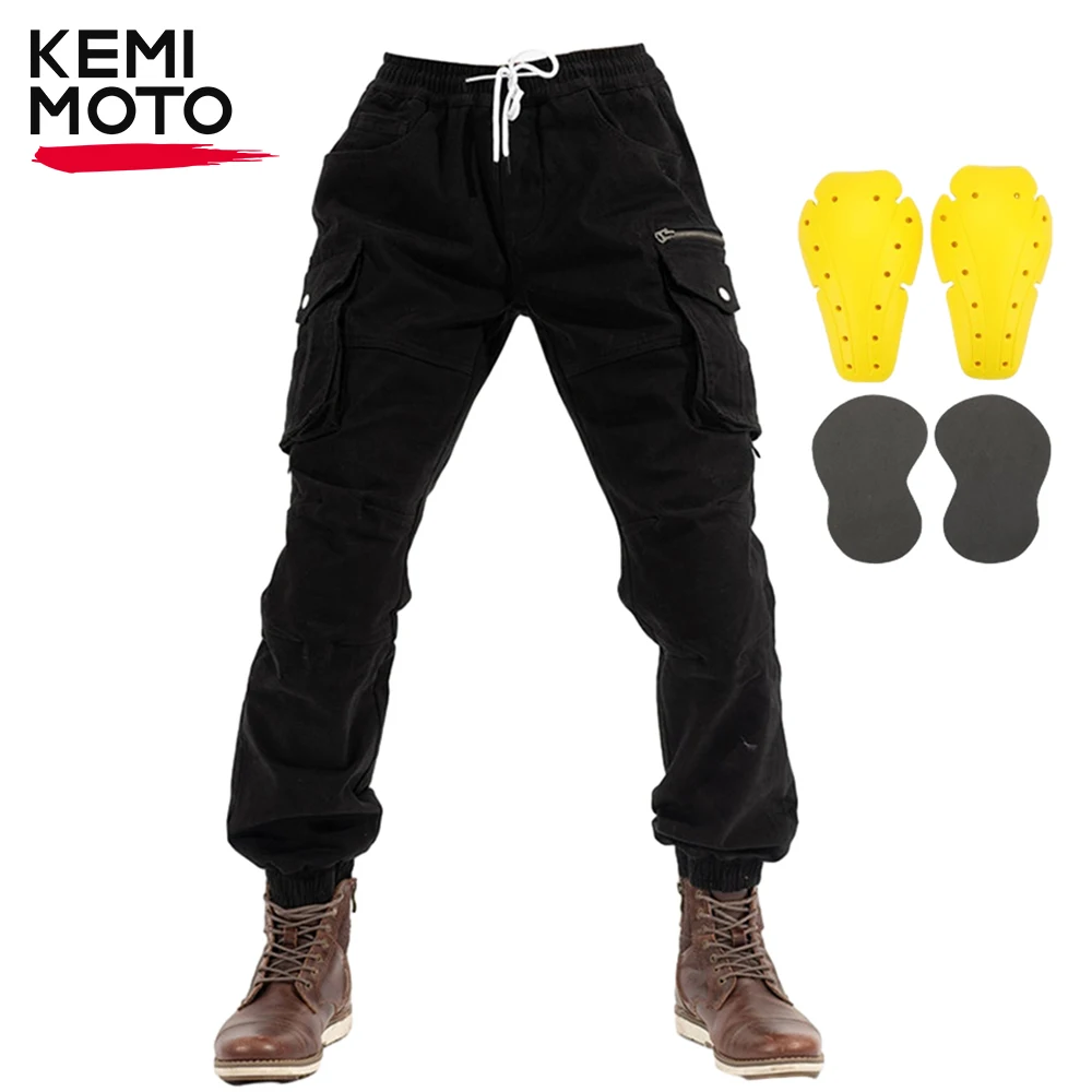 오토바이 바지 남성용 라이딩 바지 카고 큰 주머니 부드러운 탄성 데일리웨어 캐..