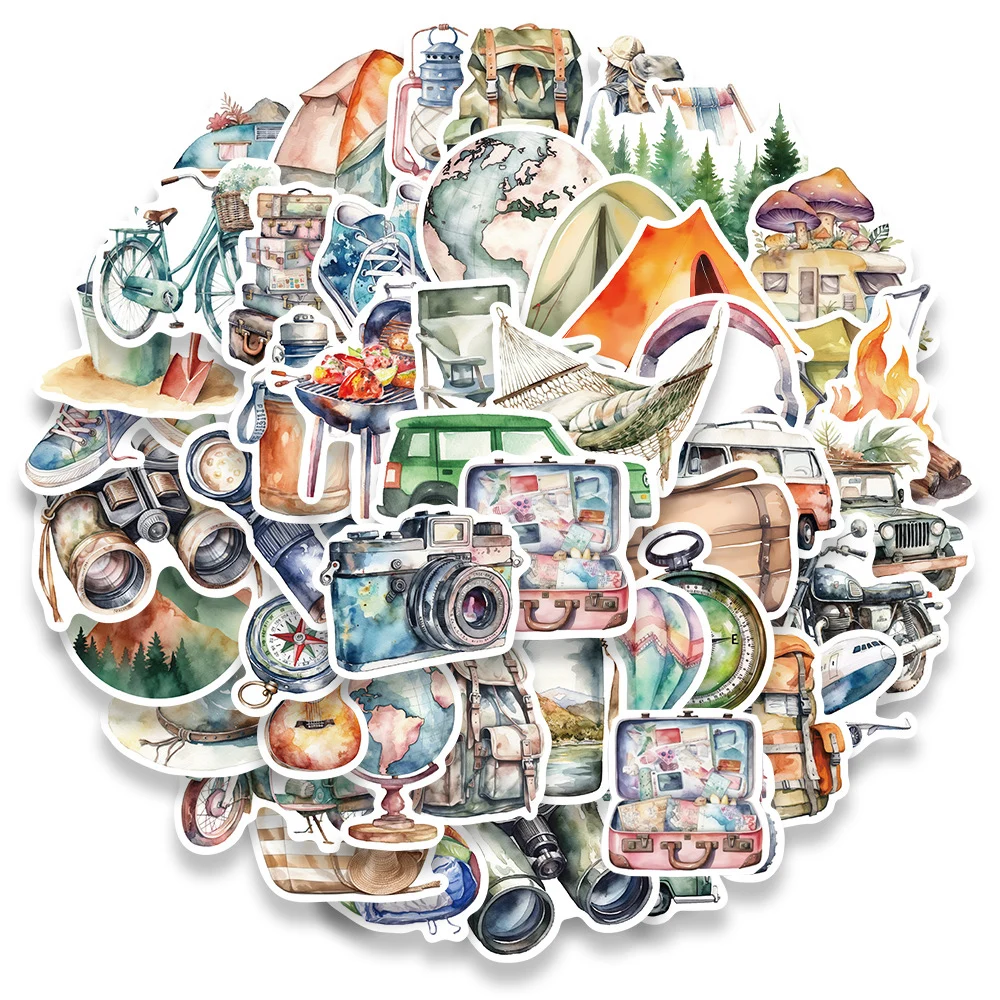 Outdoor Travel Cartoon Adventure Stickers - Assorted Pack for Camping and DIY Decor