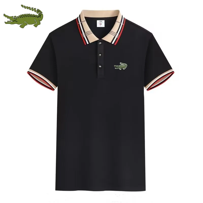 

Summer New Men's Casual Fashion Lapel Embroidery Polo Shirt Breathable Top Jacquard Collar Temperament Short Sleeve