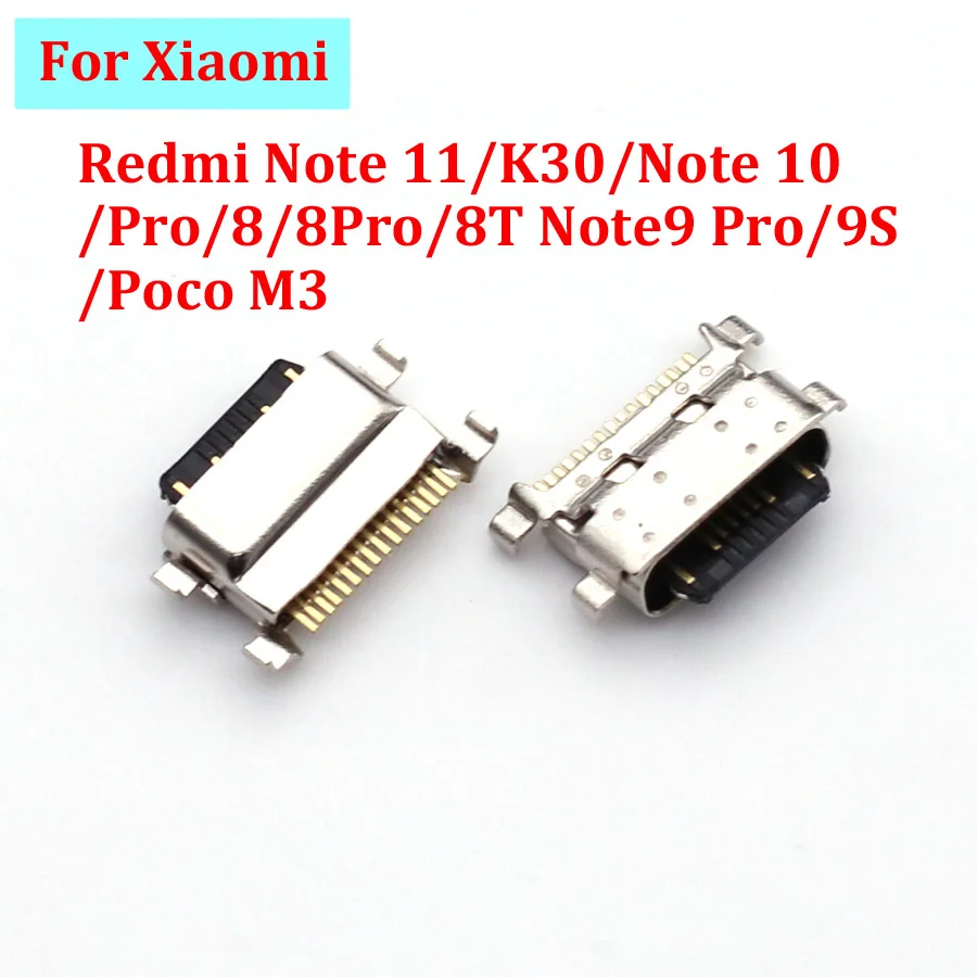 

10-100 шт., USB-разъём для зарядки Xiaomi Redmi Note 11/K30/Note 10/Pro/8/8Pro/8T Note9 Pro/9S/Poco M3