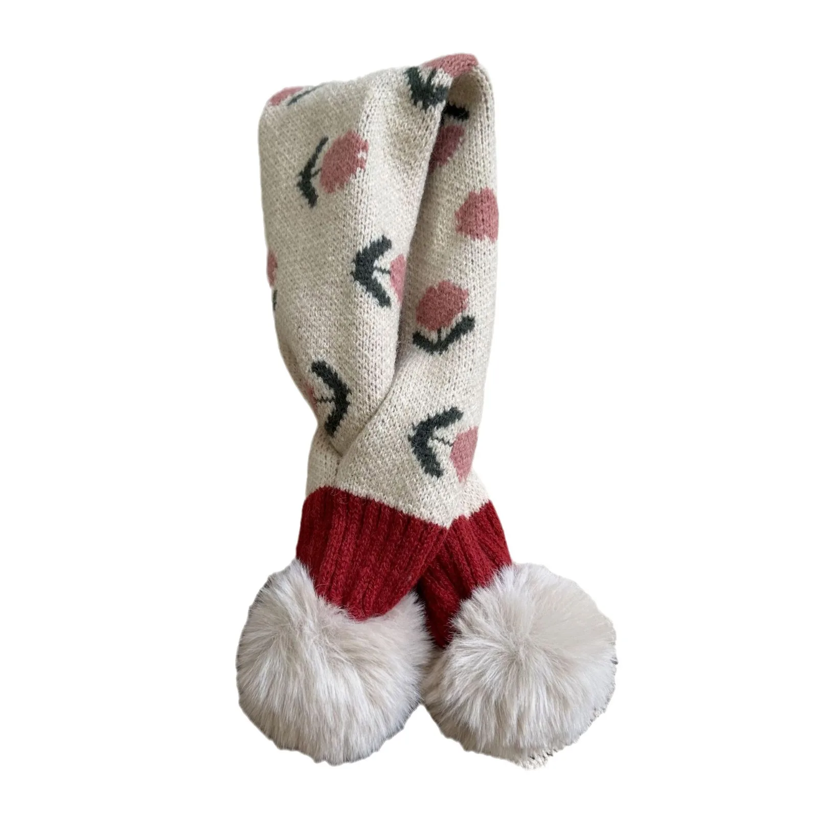 3-14 Years Korean Style Children's Scarf Winter Fashion Ins Cute Little Flower Knitted Warm Baby Girls Scarfs