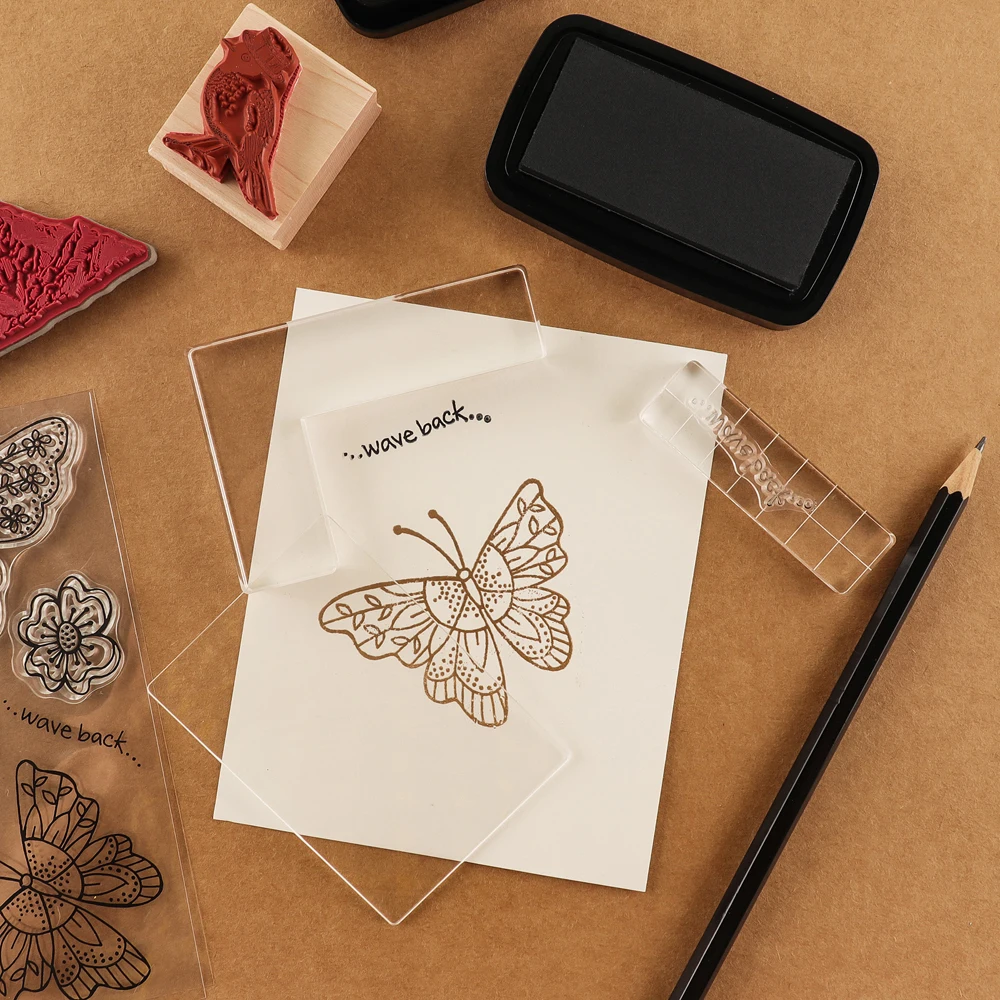 Transparency Acrylic Stamp Block Use Clear Stamp Block for Scrapbooking Clear Photo Album Decorative Gridlines Easy Positioning