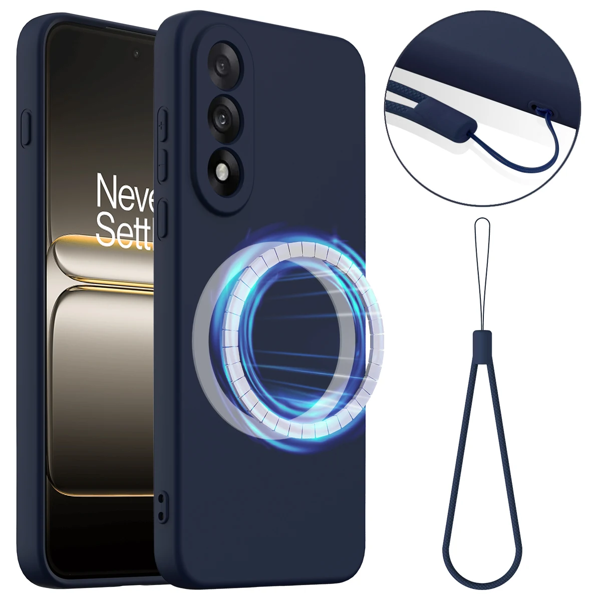 Magnetic Soft Liquid Silicone Strap Protective Case with Microfiber Lining