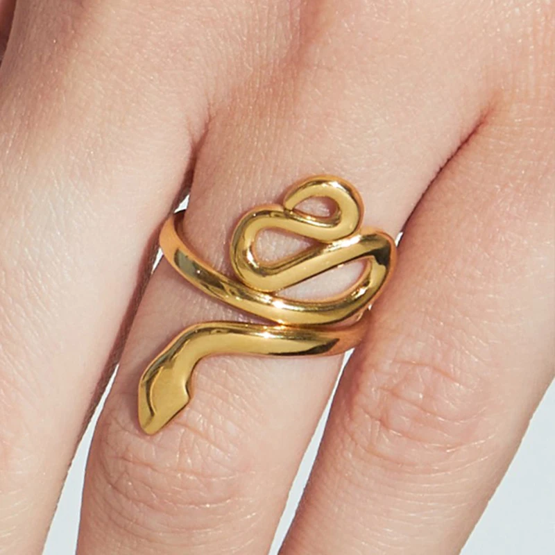 Serpente Anello Serpente Gioielli In Acciaio Inossidabile Per Donna Ragazza Accessori Punk Anelli In Titanio Animale Bague Femme Regalo Per La Festa N