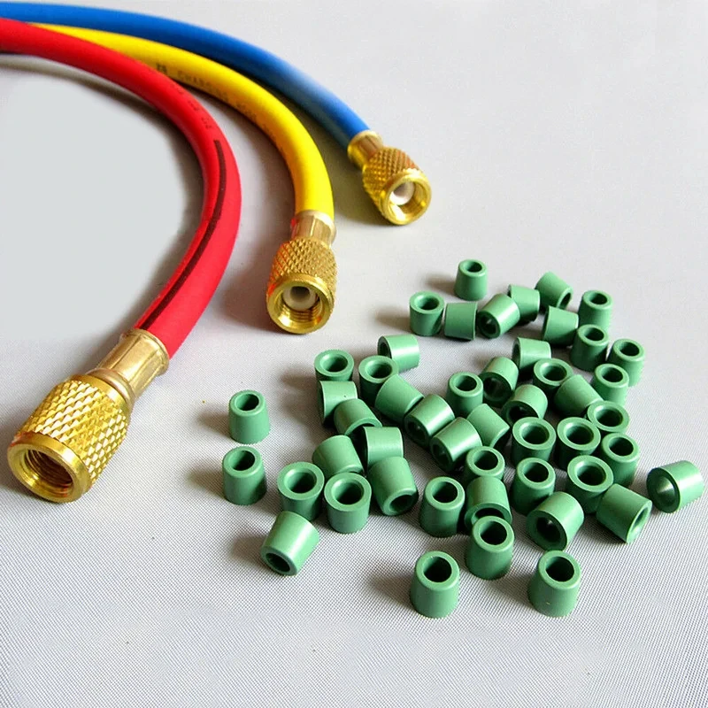 Rubber Gasket Air Conditioning 1/4'' Charging Hose Valve Gasket Manifold Repair Seal Kit Replacement Car Accessories 100/50PCS
