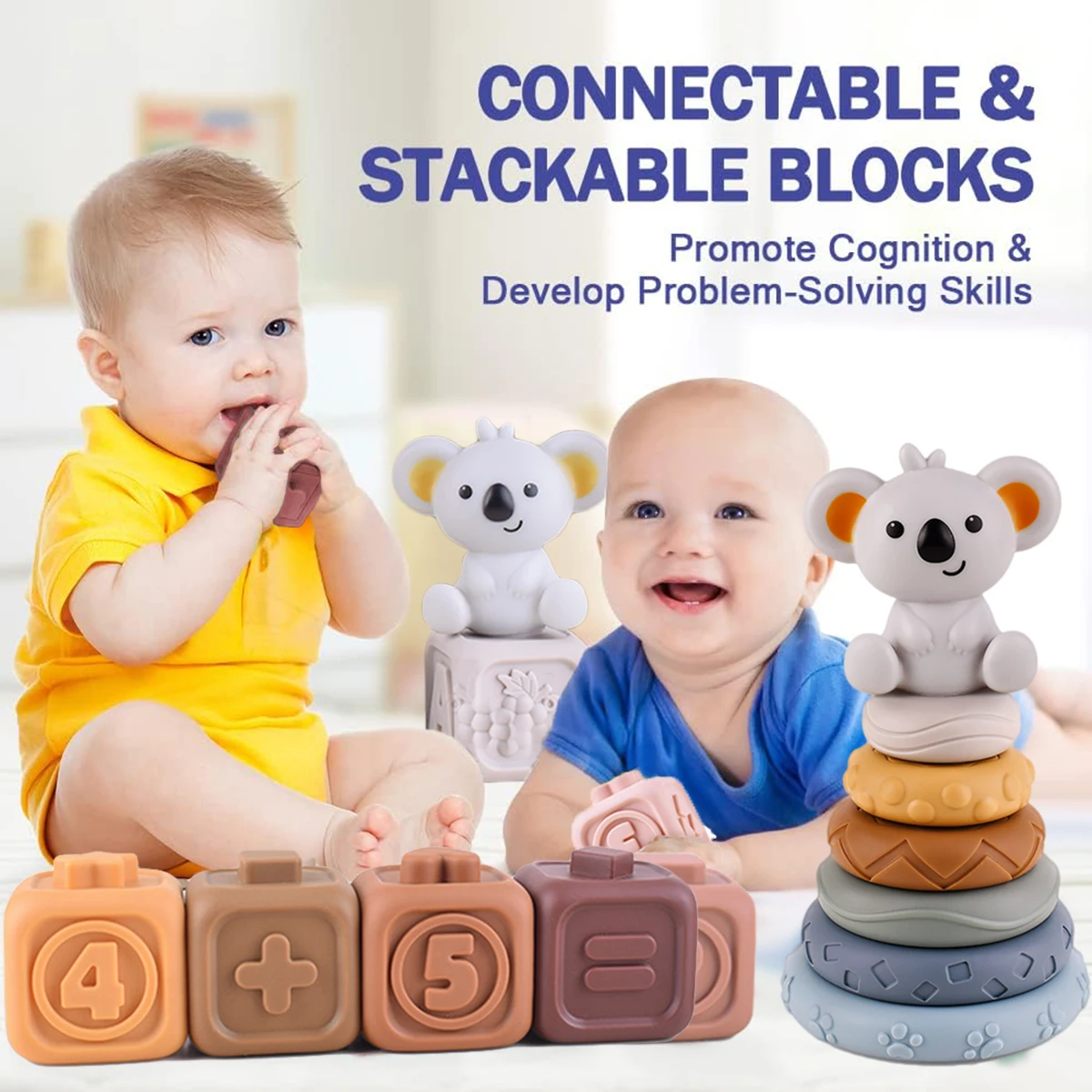Baby Silicone Montessori Building Blocks montessorikid