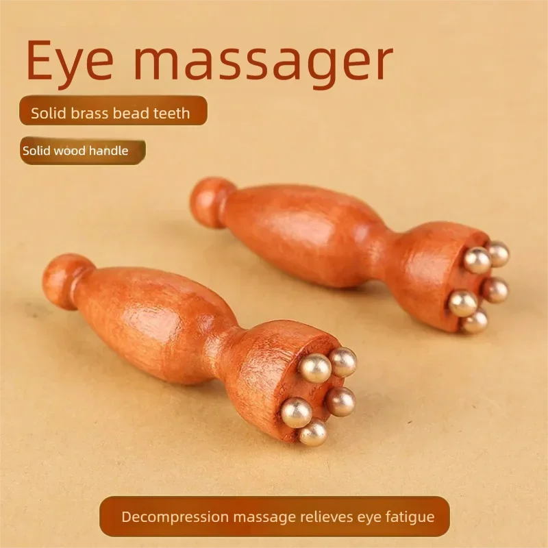 Eye Massage Tool Face Massager Wood Brass Small Lotus Eye Care Body Spa Facial Beauty Acupoint Skin Care Tool