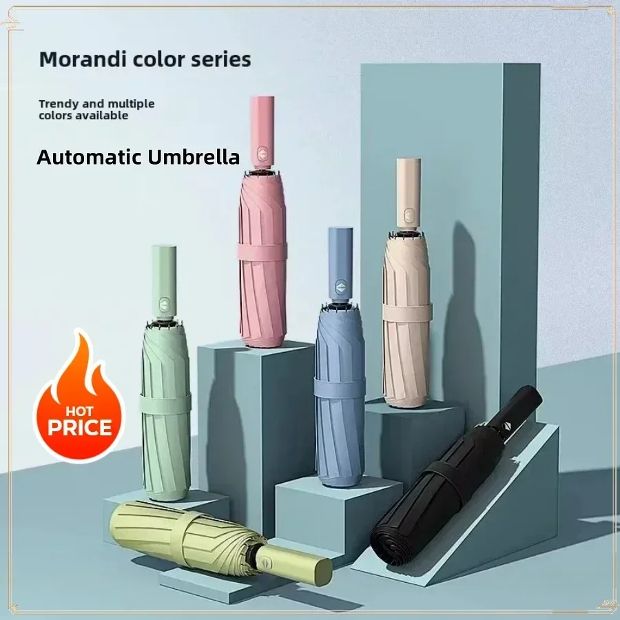 Weather Umbrella 24-Bone Double Keel Black Glue Fully Automatic Folding Umbrella Thick Durable Keel UV Resistant Reinforced