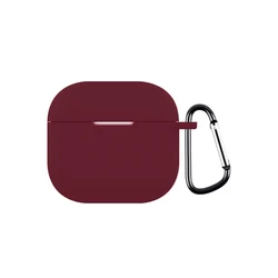 Silicone Wireless Headset Cover with Hook - Soft TPU Protection Case - AirPods 4 (17 - Wine Red)