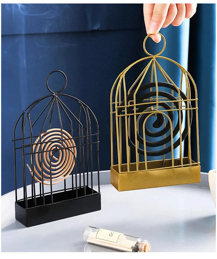 Description Picture 3 of itemMosquito Coil Holder, Incense Burner Rack, Portable Hanging Bird Cage for Outdoor Home Garden Decoration Bar Yard Office Desk
