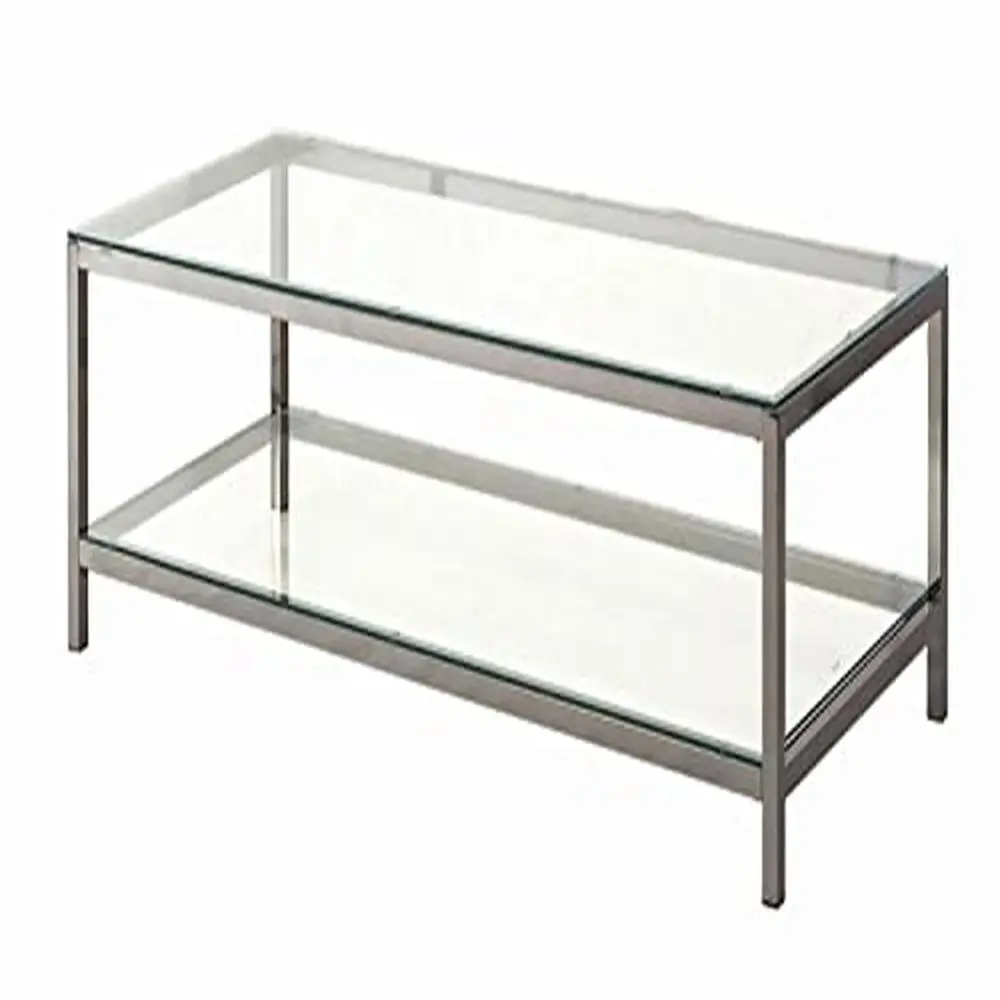 

Кофейный столик прямоугольный из черного никеля и закаленного стекла с полкой, современный стильный дизайн в сборе, требуется 23 Д x 54 дюйма Ш x 15 дюймов в металле