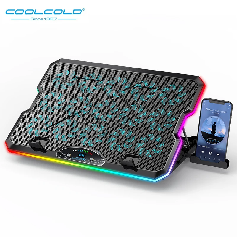 COOLCOLD F15 Gaming RGB Laptop Cooling Pad 15 Quiet Fans For 12-17.3 Inch With USB TYPE-C Port Notebook Cooler Stand_voghion.com