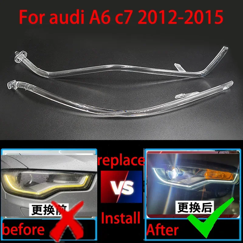 

For Audi A6L C7 2013-2015 DRL Car Aperture Hernia Headlight DRL Guide Daytime Running Light Tube LED Light Bar White Light