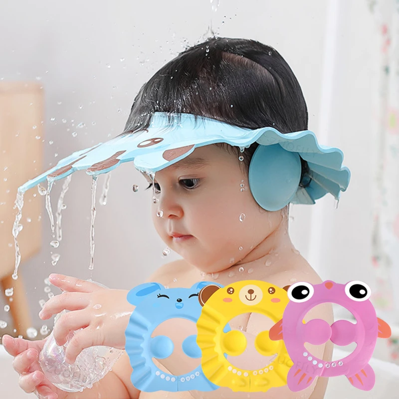 Gorro suave ajustable para bebé, gorro para lavar el cabello, para los oídos, champú seguro para niños, protector para la cabeza|Tapa de champú| - AliExpress