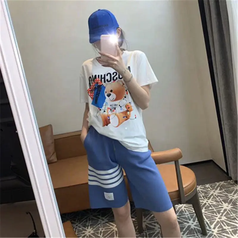 Clothes for men Summer Striped Knitted Shorts Trendy Casual Couple Loose Pants Casual Straight Shorts