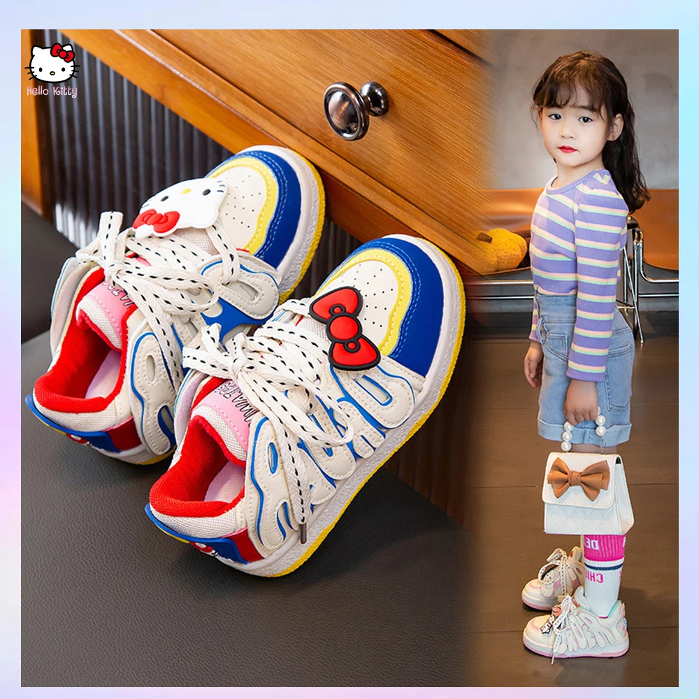 

Детская спортивная обувь Hello Kitty из аниме Sanrios, милая детская дышащая обувь мелодия в Корейском стиле, мягкие кроссовки Y2K для студенток