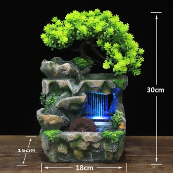 Desktop Small Rockery Simulation Tree Flowing Water Fountain And Rain Scenery for Meditation Yoga Room Creative Decorative 5