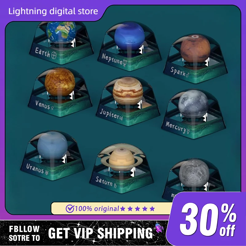 

New Eight Planet Keycaps Mechanical Keyboard Customized 3D Resin Crystal Keycaps 2D Animation DIY Keyboard Accessories Gifts