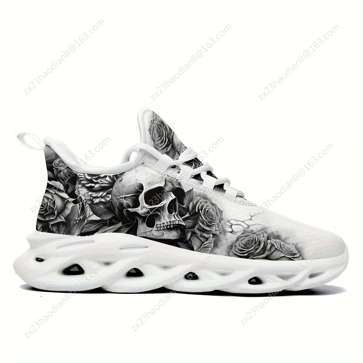 Halloween Skull And Rose Print Flats Sneakers Mens Womens Sports Running Shoes High Quality DIY Sneaker customization Shoe 3