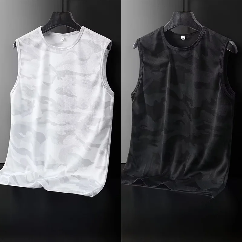 Men's Camouflage Work Vest Ice Silk Loose Fit Summer Youth Faion Breathable Moisture ng Construction Site Wear