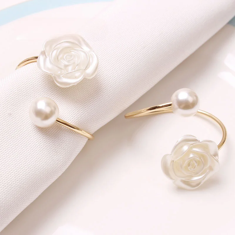 Pearl Napkin Rings Napkin Ring Holders Wedding Party Formal or Casual Dinning Table Decoration Housewarming Gifts