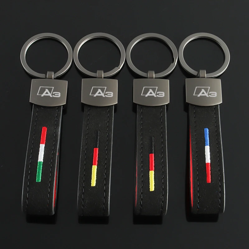 Portachiavi In Pelle Scamosciata Portachiavi Per Auto Portachiavi Accessori Per Ciondoli Per Audi A3 Logo A1 A5 A8 Q4 Q6 Q7 R8 S8 Sq7 Tt