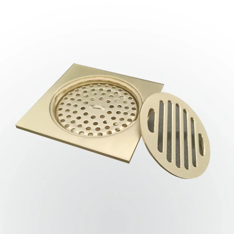 Situetuate 15x15 cm vierkante afvoerputje messing antiek/geborsteld/goud/rosé goud/zwart/brons/rood brons badkamer douche vloer afvalafvoer cuicui (Size : Rose Gold