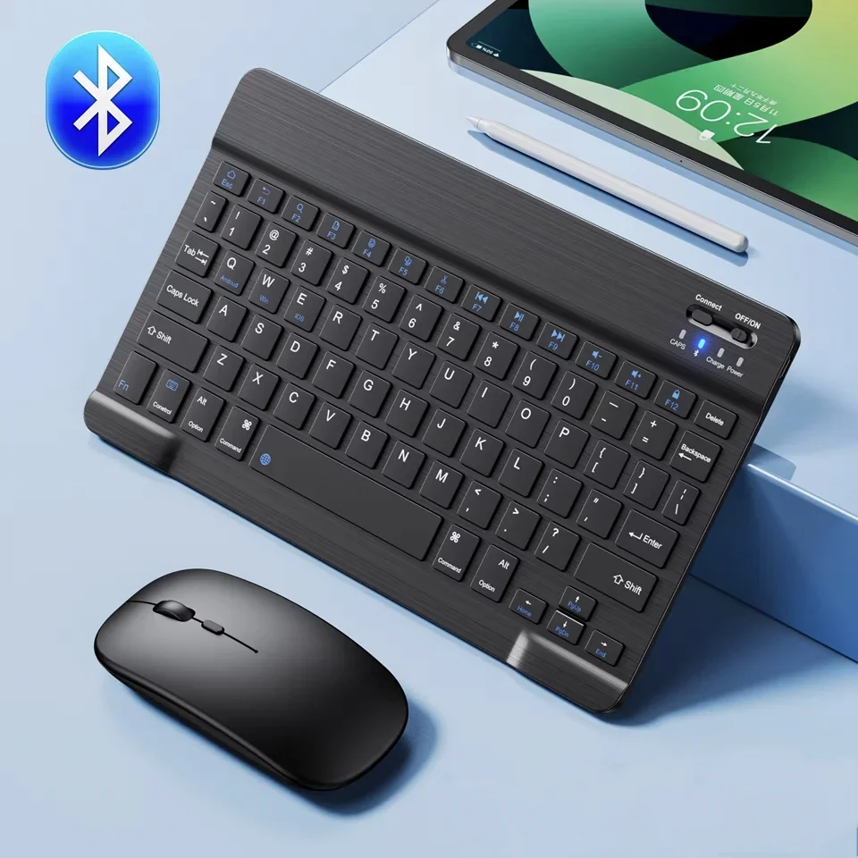 10inch Bluetooth Wireless Keyboard Rechargeable For Mobile Phones Tablet Russian Spanish French AZERT For Android ios Windows 1